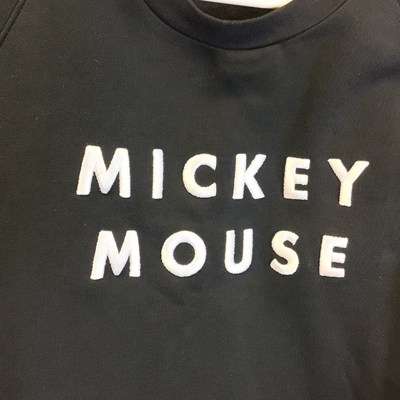 Frank & Oak x Disney Sweatshirt Black Crew Neck Mickey Mouse Embroidered Size M - Picture 3 of 7